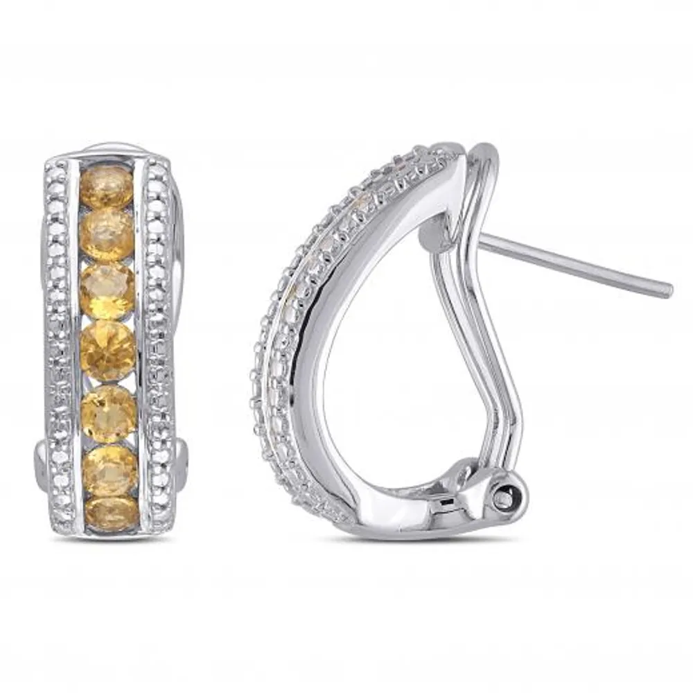 Julianna B Sterling Silver Citrine Channel Set Earrings