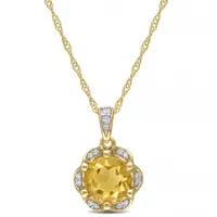 Julianna B 14K Yellow Gold Citrine and Diamond Accent Flower Necklace