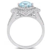 Julianna B Sterling Silver Sky Blue Topaz White Topaz & 0.20CTW Diamond Ring