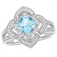 Julianna B Sterling Silver Sky Blue Topaz White Topaz & 0.20CTW Diamond Ring