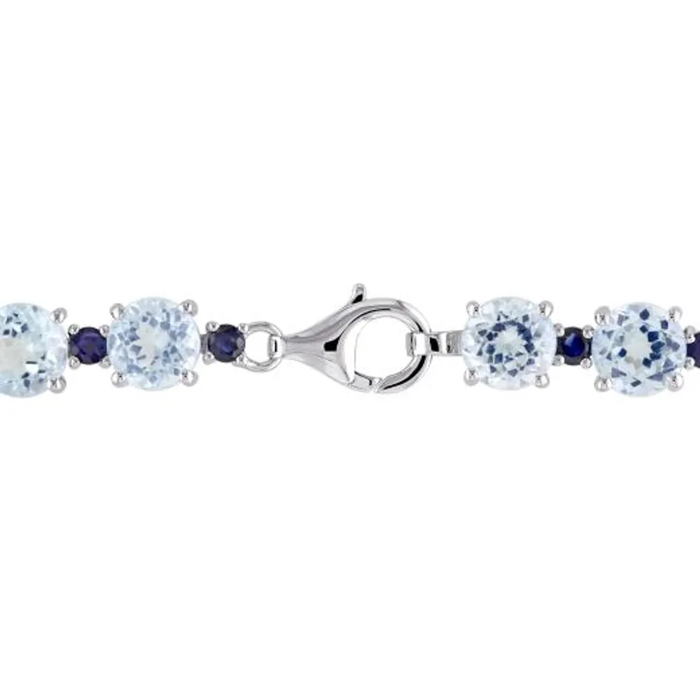 Julianna B Sterling Silver Sky-Blue Topaz and Sapphire Bracelet