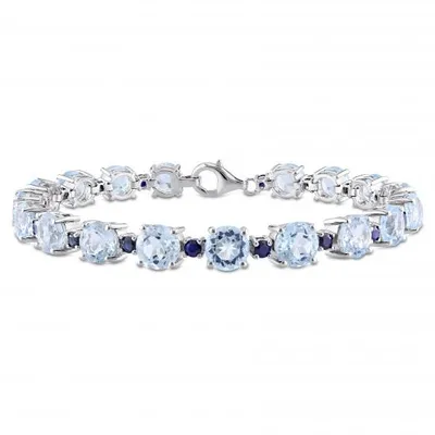 Julianna B Sterling Silver Sky-Blue Topaz and Sapphire Bracelet