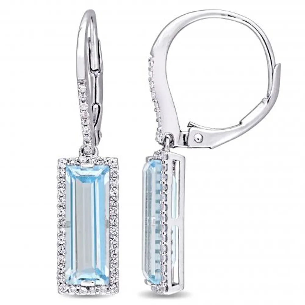 Julianna B Sterling Silver Blue Topaz & White Sapphire Earrings