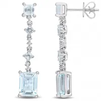 Julianna B 14K White Gold Blue Topaz and Diamond Accent Geometric Drop Earrings