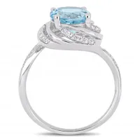 Julianna B Sterling Silver Sky Blue & White Topaz with Diamond Accent Ring