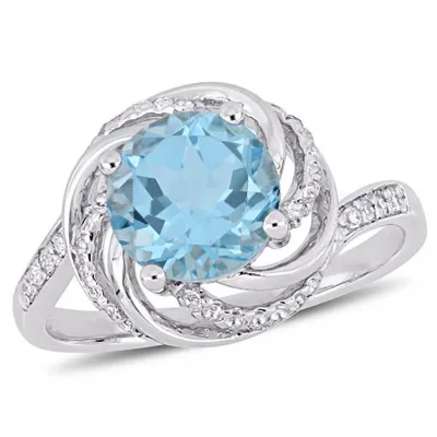 Julianna B Sterling Silver Sky Blue & White Topaz with Diamond Accent Ring