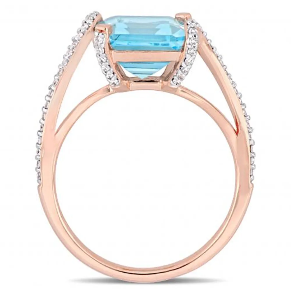 Julianna B 14K Rose Gold Sky-Blue Topaz & Diamond Cocktail Ring