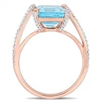 Julianna B 14K Rose Gold Sky-Blue Topaz & Diamond Cocktail Ring