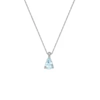 10K White Gold Aquamarine & Diamond Necklace