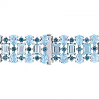 Julianna B Sterling Silver London & Sky Blue Topaz Cuff Bracelet