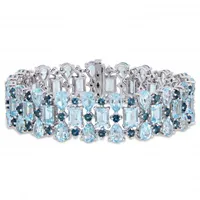 Julianna B Sterling Silver London & Sky Blue Topaz Cuff Bracelet