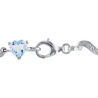 Julianna B Sterling Silver Blue Topaz and Diamond Heart S-Link Bracelet