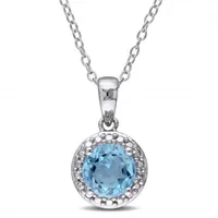 Julianna B Sterling Silver Blue Topaz Halo Pendant