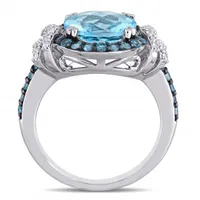 Julianna B Sterling Silver London & Sky Blue Topaz & 0.12CTW Diamond Ring