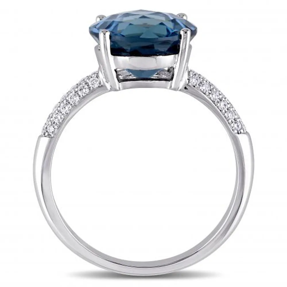 Julianna B 14K White Gold London Blue Topaz & 0.19CTW Diamond Cocktail Ring