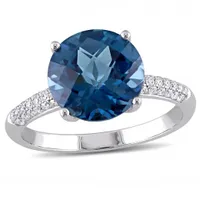 Julianna B 14K White Gold London Blue Topaz & 0.19CTW Diamond Cocktail Ring