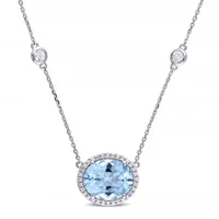 Julianna B 14K White Gold Blue Topaz 0.16CTW Diamond & White Sapphire Necklace