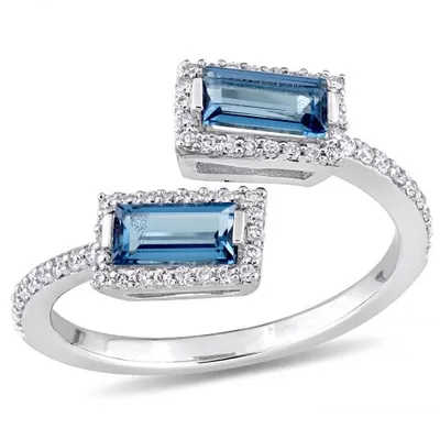 Julianna B 14K White Gold London Blue Topaz & 0.25CTW Diamond Ring