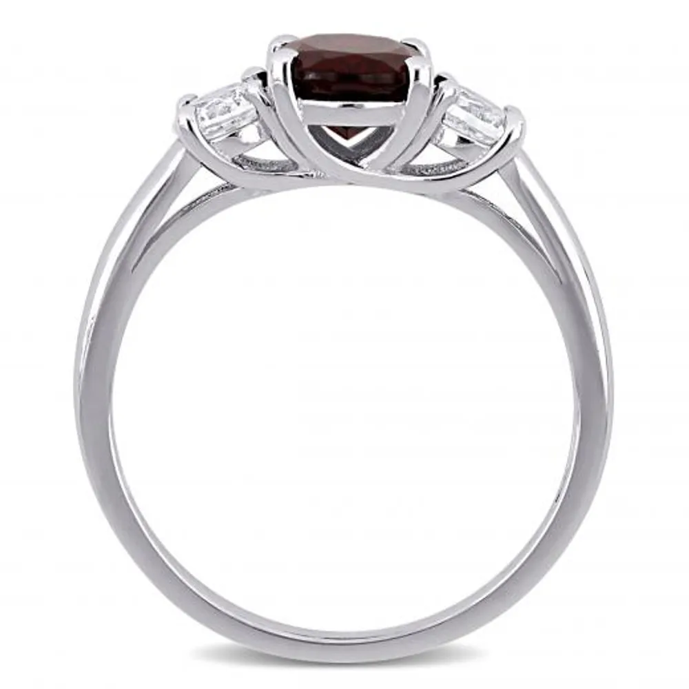 Julianna B Sterling Silver Garnet & Created White Sapphire Ring