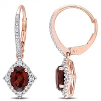 Julianna B 10K Rose Gold Garnet White Sapphire & 0.20CTW Diamond Earrings