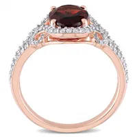 Julianna B 10K Rose Gold Garnet and 0.33CTW Diamond Oval Halo Ring