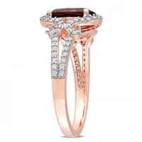 Julianna B 10K Rose Gold Garnet and 0.33CTW Diamond Oval Halo Ring