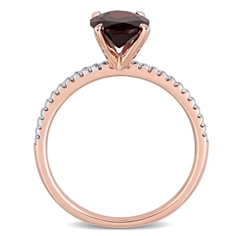 Julianna B 14K Rose Gold Garnet and 0.10CTW Diamond Ring