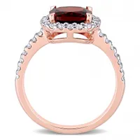 Julianna B 10K Rose Gold Garnet and White Topaz Halo Ring