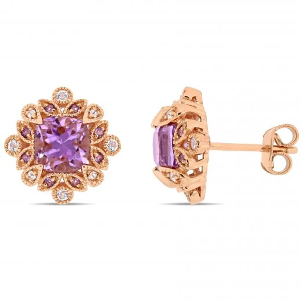 Julianna B Rose Gold Plated Sterling Silver Amethyst & White Topaz Earrings