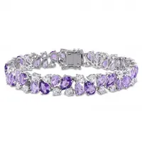 Julianna B Sterling Silver Rose De France Amethyst & Created Sapphire Bracelet