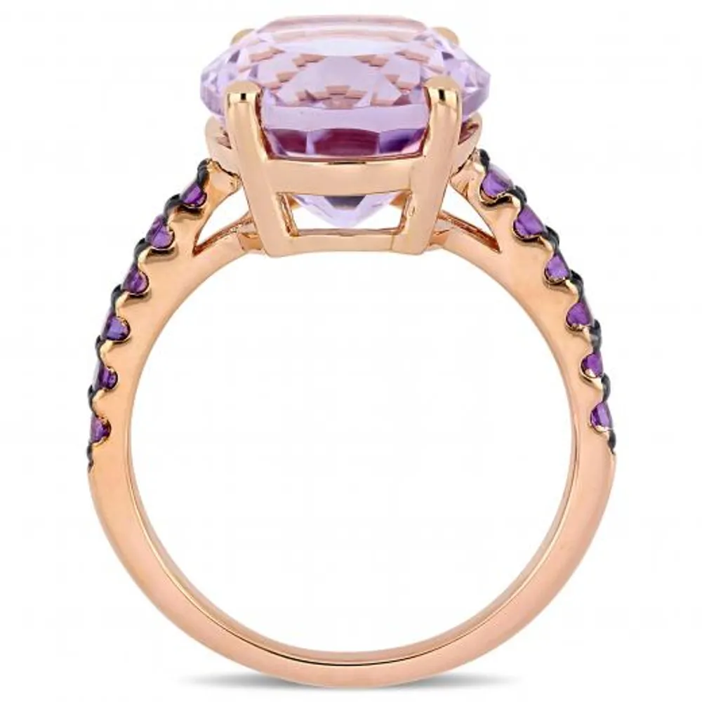 Julianna B Rose Plated Sterling Silver Amethyst & Rose De France Ring