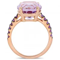 Julianna B Rose Plated Sterling Silver Amethyst & Rose De France Ring