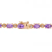 Julianna B Rose Plated Sterling Silver Amethyst & Diamond Tennis Bracelet