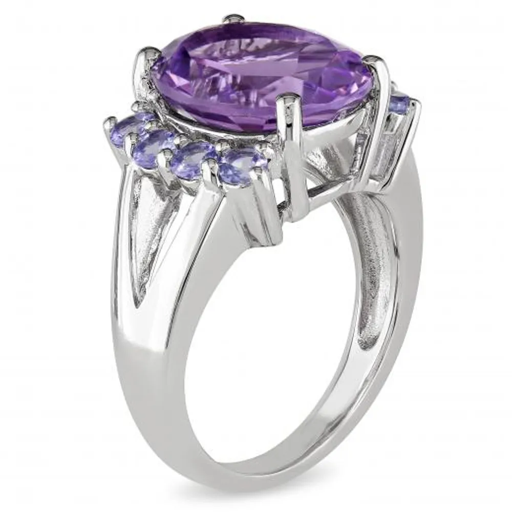 Julianna B Sterling Silver Amethyst and Tanzanite Split Shank Ring