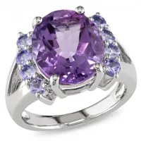 Julianna B Sterling Silver Amethyst and Tanzanite Split Shank Ring