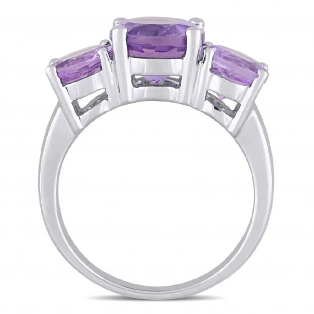 Julianna B Sterling Silver Amethyst Three-Stone Ring