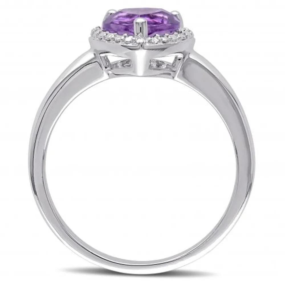 Julianna B Sterling Silver Amethyst Heart Halo Ring