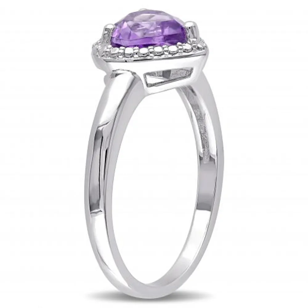 Julianna B Sterling Silver Amethyst Heart Halo Ring