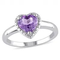 Julianna B Sterling Silver Amethyst Heart Halo Ring