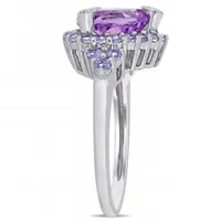 Julianna B 10K White Gold Diamond and Heart Shaped Amethyst and Tanzanite Ring