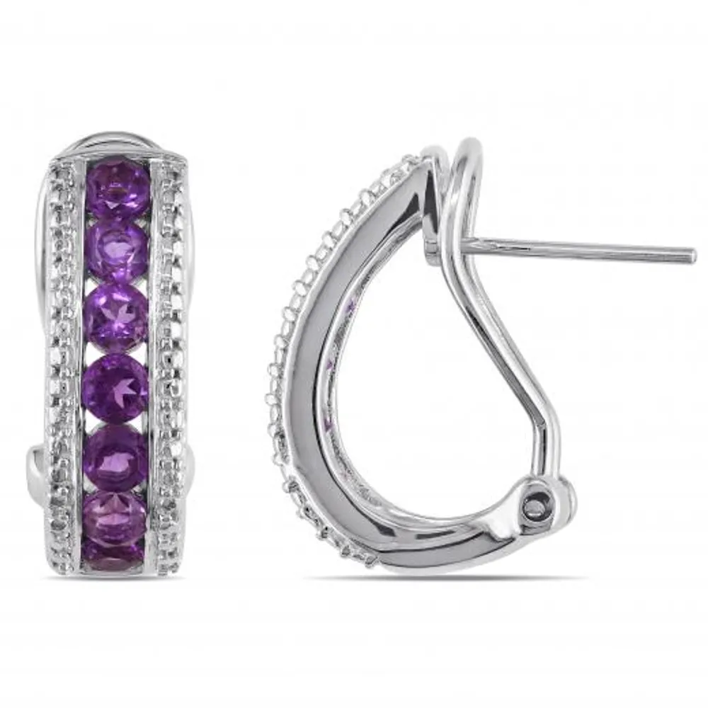 Julianna B Sterling Silver Channel Set Amethyst Earrings