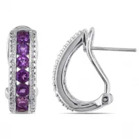 Julianna B Sterling Silver Channel Set Amethyst Earrings