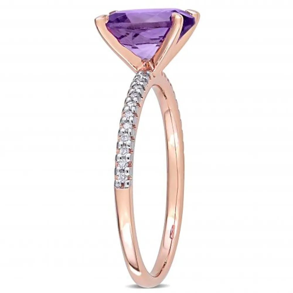 Julianna B 14K Rose Gold Oval Amethyst and 0.10CTW Diamond Ring