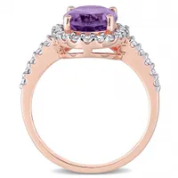 Julianna B 10K Rose Gold Amethyst & Created White Sapphire Bridal Ring