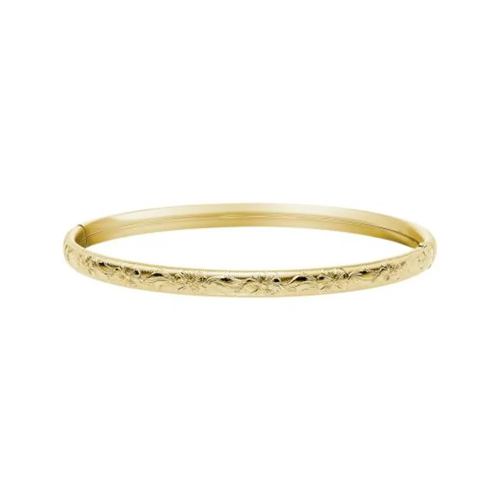 14K Yellow Gold Filled 5mm Floral Bangle