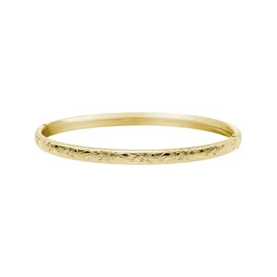 14K Yellow Gold Filled 5mm Floral Bangle