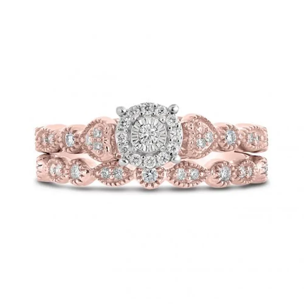 10K Rose Gold 0.25CTW Bridal Set