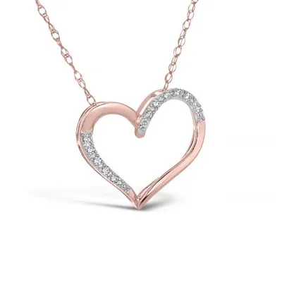 10K Rose Gold Diamond Heart Pendant