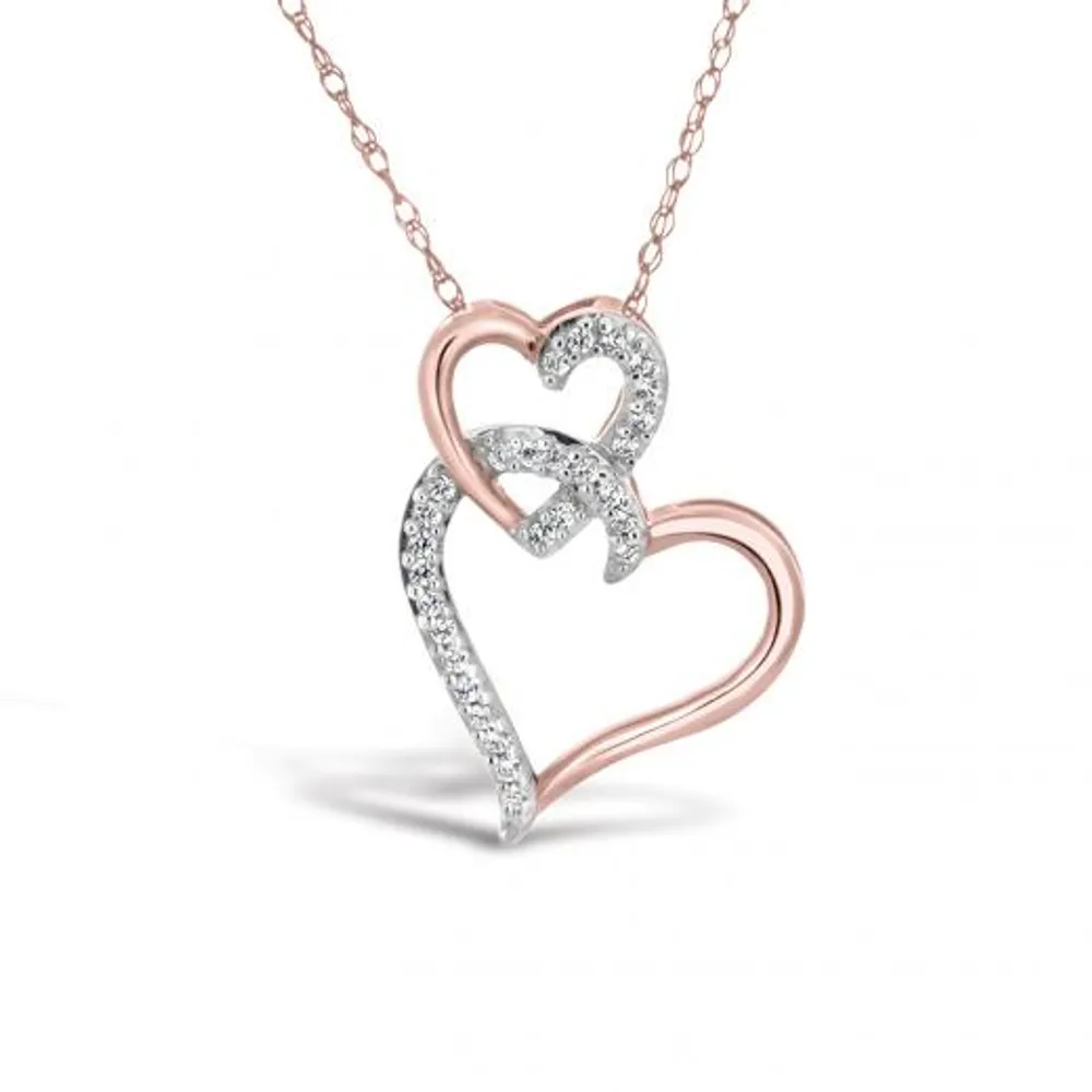 10K Rose Gold Diamond Heart Pendant