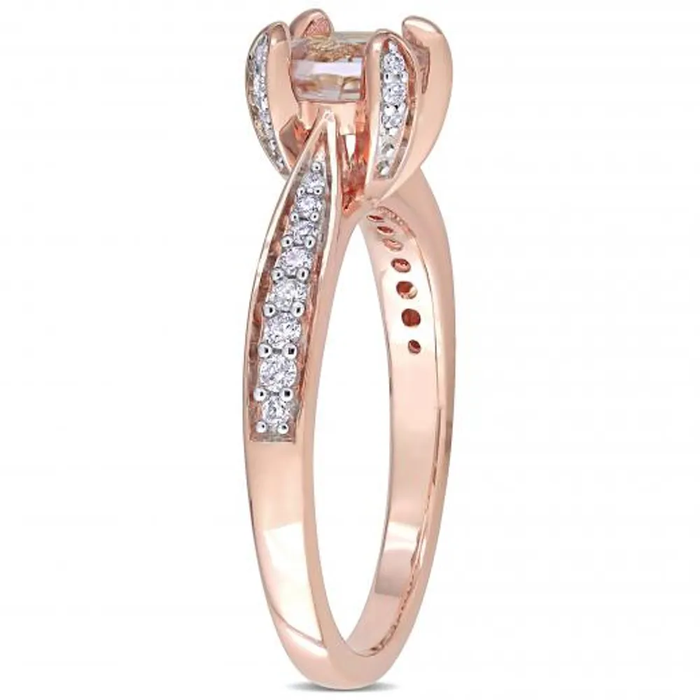 Julianna B 14K Pink Gold Morganite 0.19CTW Diamond Engagement Ring